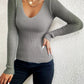 Flattering Fitted Women’s Ribbed Sweater - Scoop Neck, Knit
