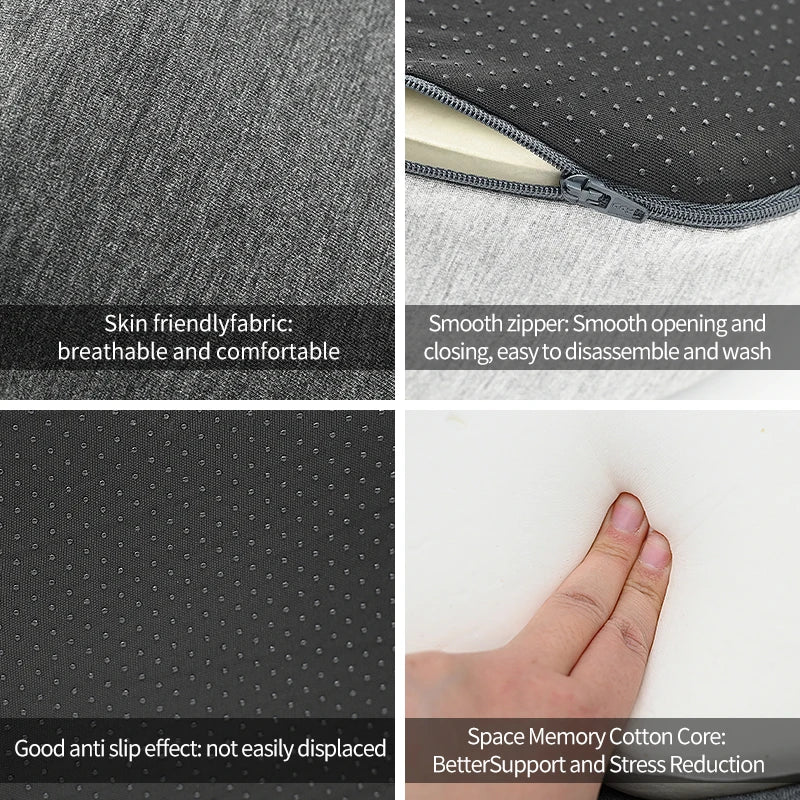 Comfort-Grip Lumbar Support for Office Chair and Car, Stress Relief – Memory Foam Seat Cushion