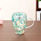 Wall Double Glass Cup with Handle Dried Flower Decorated Ins Style Mug 300ML