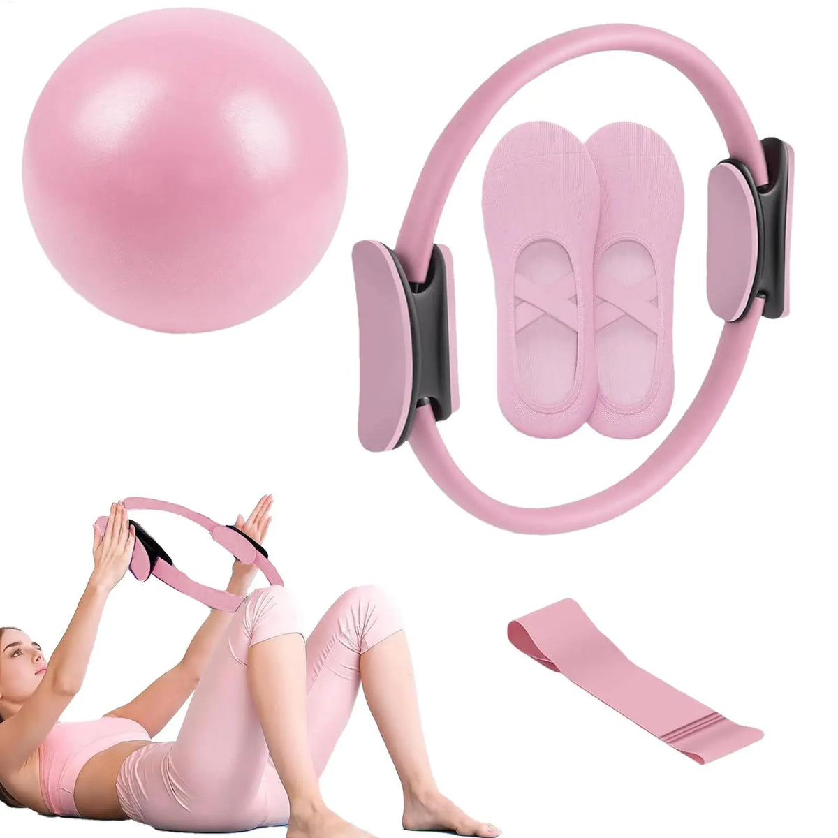 Pilates Ring Pink Fitness Kit Household Workout Kit Fall 2026 With Ball And Resistance Band For Pregnancy Postpartum