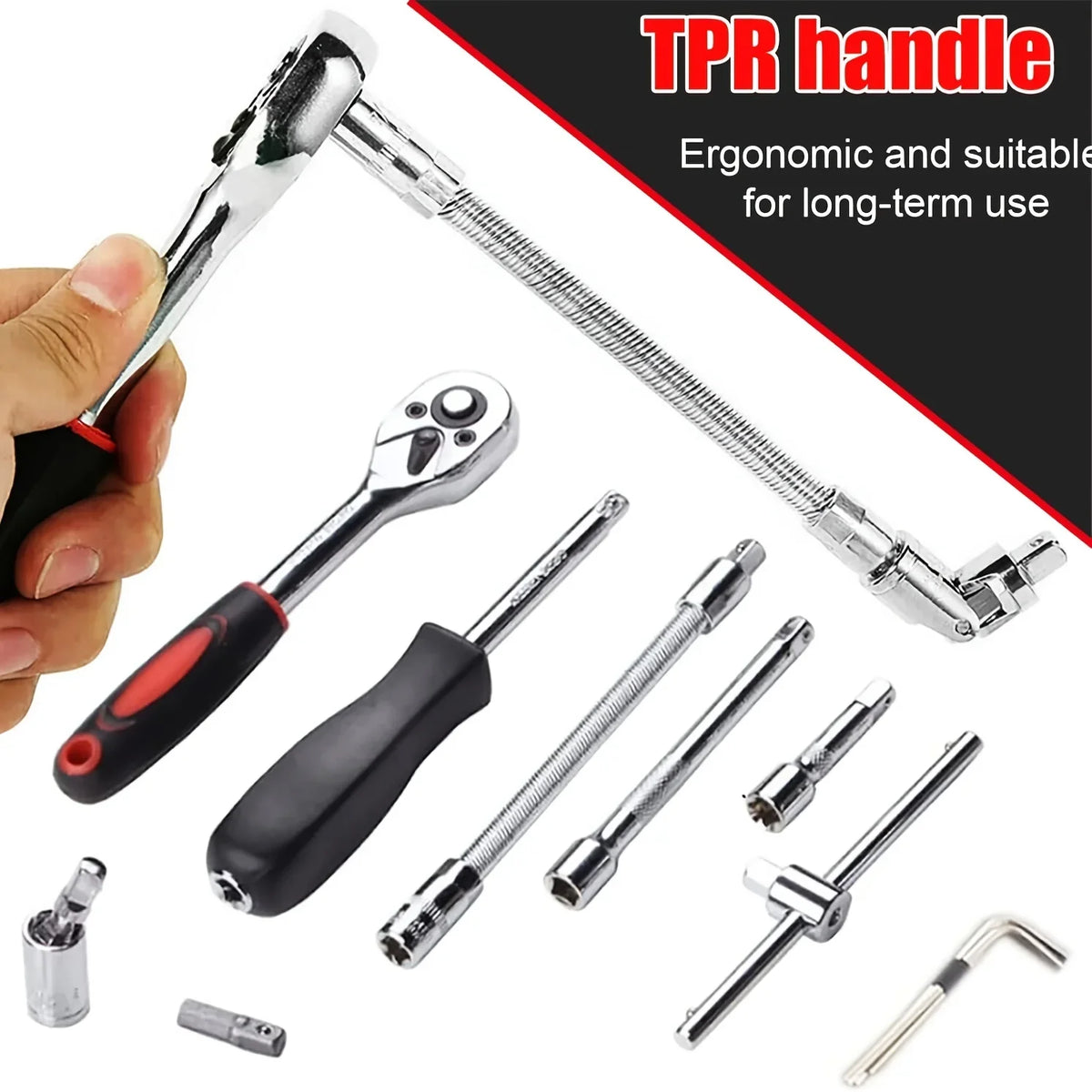 Household Tools Drive Socket Kit - 1/4 Inch Ratchet Wrench & Metric Hex Bit Kit for Mechanics