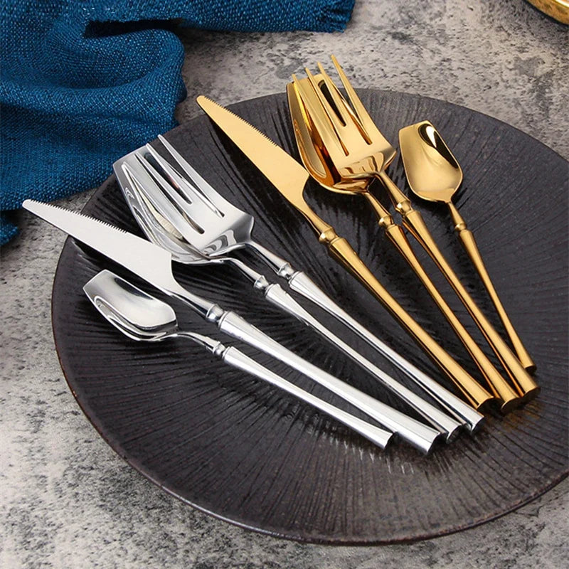 Stainless Steel 18/10  Cutlery Kit - Glossy Silver Dinnerware, Matte 304 Tableware for Gifts