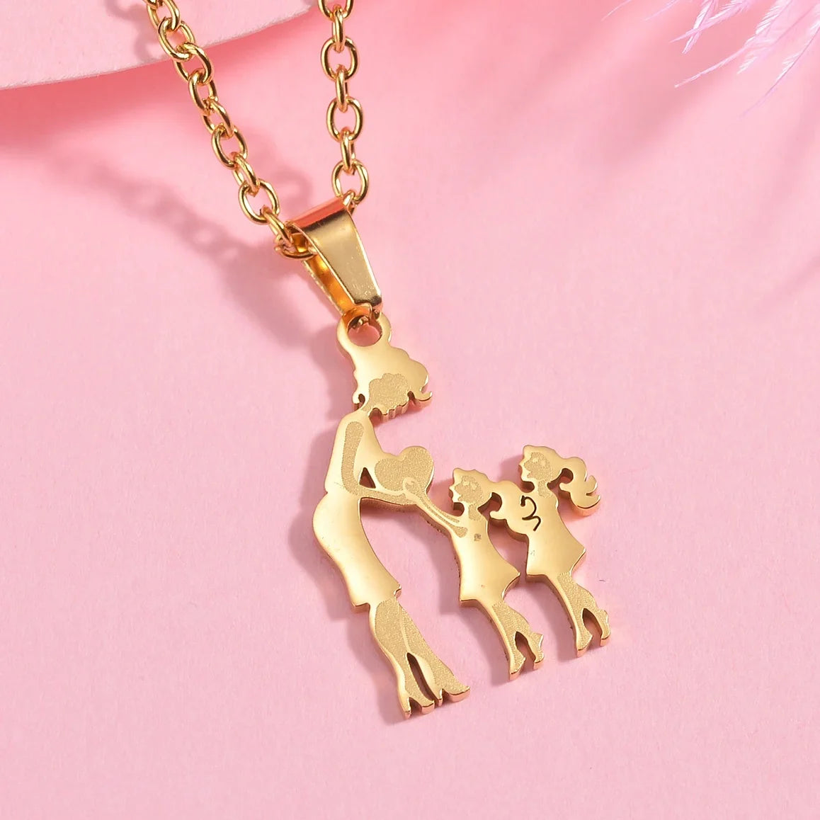 Mother's Day Gift Children Family Stainless Steel Jewelry – Silver Stainless Steel Mother & Kids Pendant Necklace