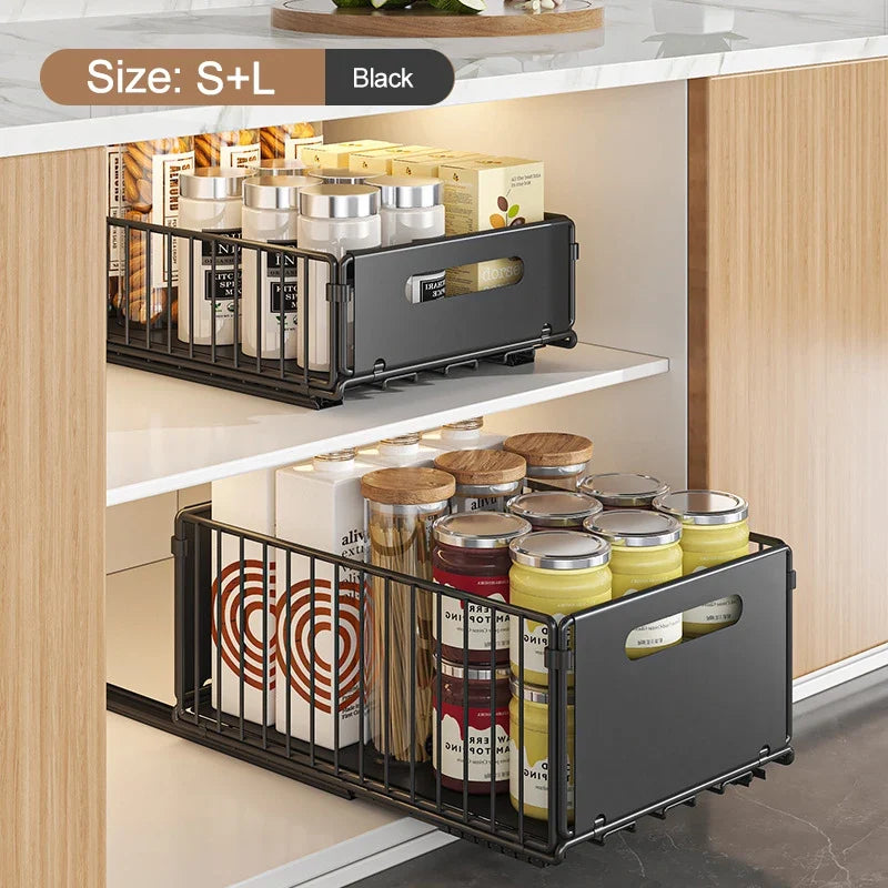 Out Pull Cabinet Organizer Slide Drawer Kitchen Rack