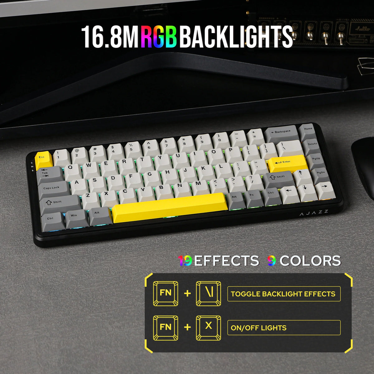 Mechanical Keyboard 68Key Cordless Bluetooth RGB Hall Effect