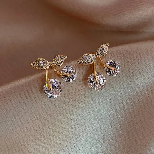 Korean Style Party Jewelry, Fall 2026 Gift Idea – Crystal Flower Earrings Pearl Drop Gold Tone