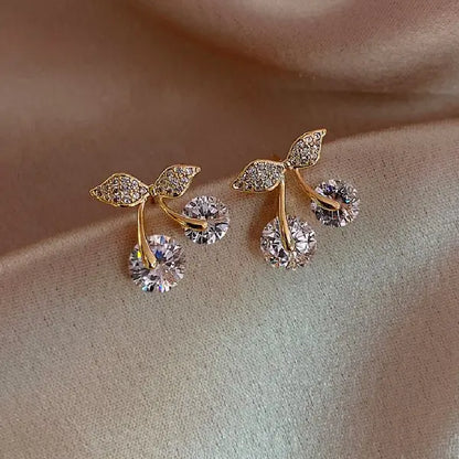 Korean Style Party Jewelry, Fall 2026 Gift Idea – Crystal Flower Earrings Pearl Drop Gold Tone