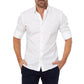 Casual Men's Oxford Zipper Shirt - Elastic Cotton Slim Fit for All Seasons