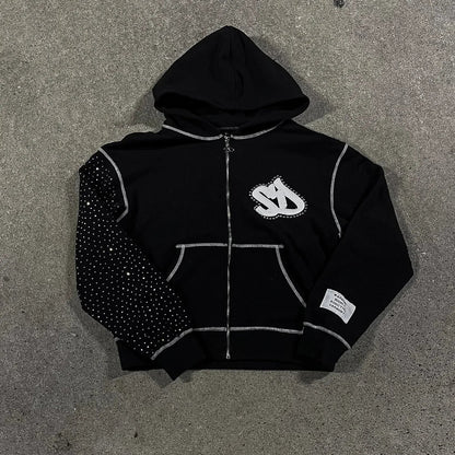 Relaxed Oversized Men Hoodie - Boxy Patchwork, Cotton Street