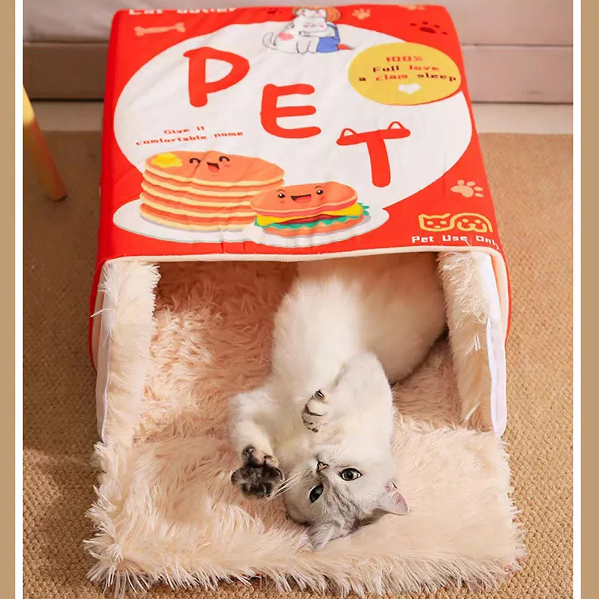 Bed Cat Enclosed Biscuit Box House Pull Out Zipper Cushion Cozy Fall 2025 Private Retreat Washable