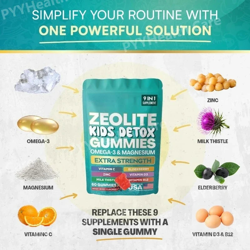 Gummies Zeolite 9-in-1 Formula Immune Support Detox Gummies Fall 2026 Wellness 60 Gummies