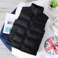 Slim Warm Men’s Puffer Vest - Stand Collar, Polyester, Casual