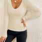 Flattering Fitted Women’s Ribbed Sweater - Scoop Neck, Knit