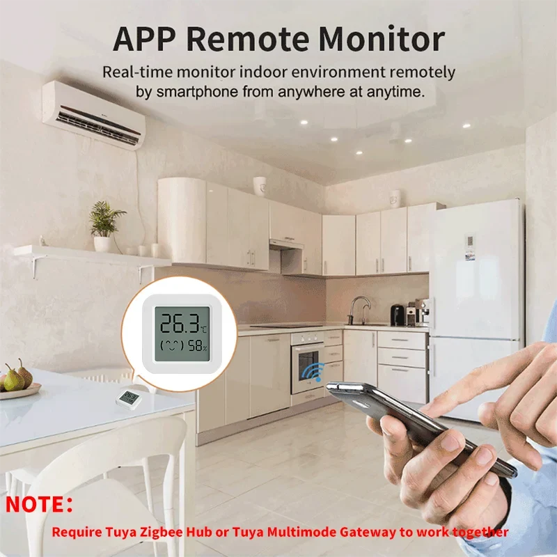 Tuya ZigBee Temperature Humidity Sensor with LCD Screen for Smart Household - Works with Alexa, Google Household, Smart Life App