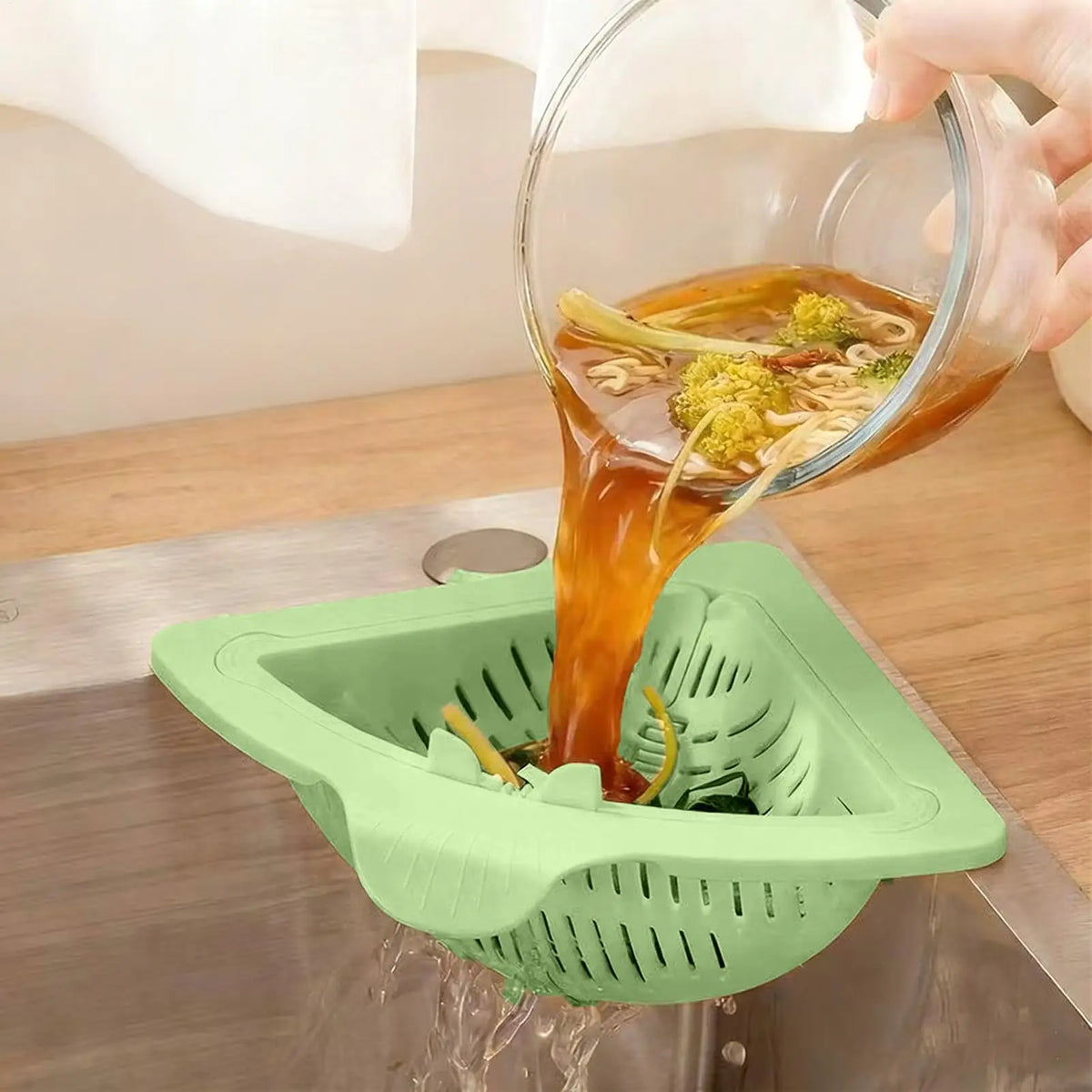 Sink Magnetic Drain Basket Triangle Stainless Steel For Vegetables And Fruit Drainage Eco Friendly Kitchen Organizer