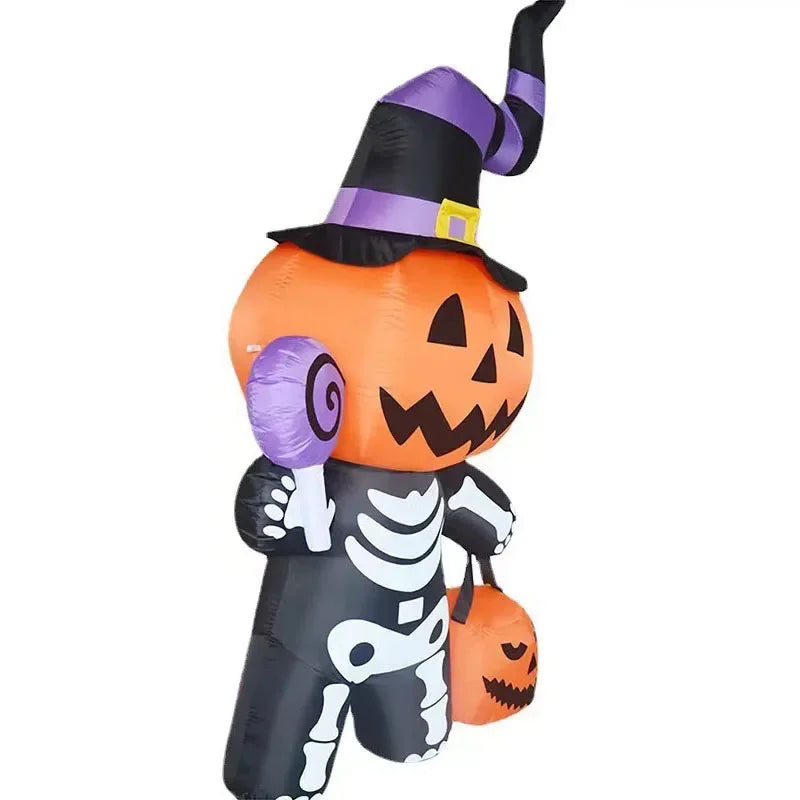 Halloween2025 Edition Inflatable 6ft Pumpkin Skull Yard Decor