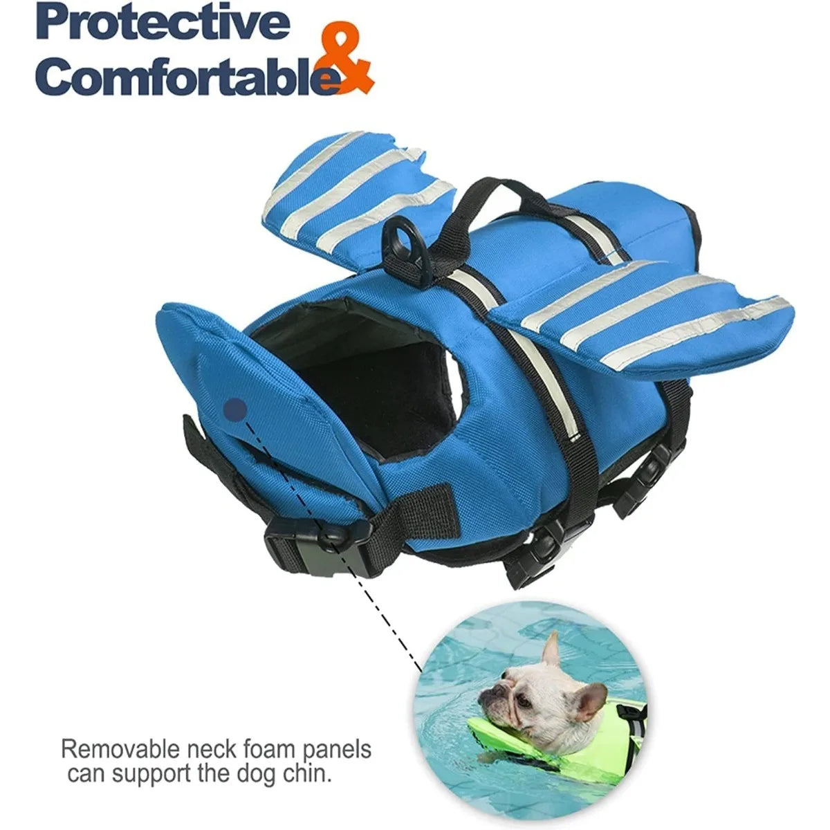 Reflective Flexible Oxford Swimming Vest All Sizes 2026 – Dog Life Jacket with Chin Float & Rescue Handle
