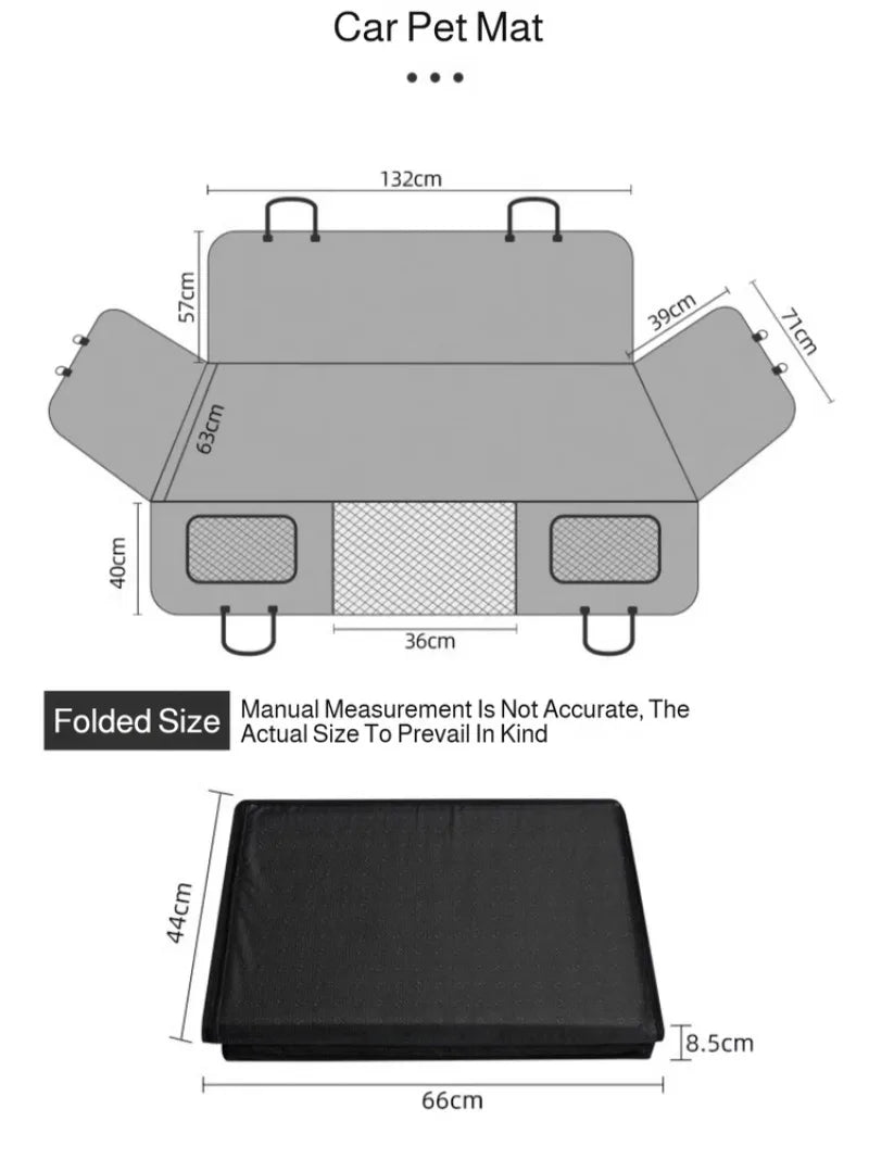 Water-Resistant Pet Car Seat Cover - Anti-Slip Scratch-Proof Hammock Back Seat Protector for Dogs