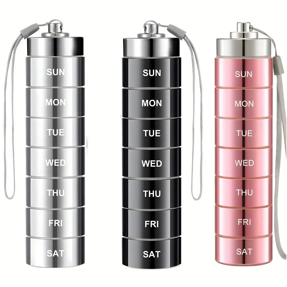 Water-Resistant, Stackable, Summer Travel 2026 – Pill Organizer Metal Travel Pill Box Kit