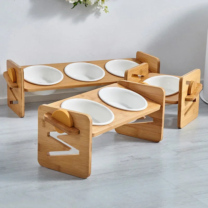 Dog Bowl Stand Flexible Bamboo Elevated Feeder, Wooden Pet Bowl Holder Fall 2025 Comfort-Grip Neck Maintenance