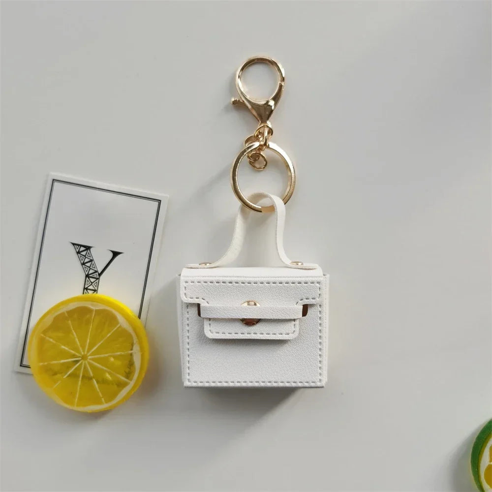 Free 1+1 Birkin Inspired Mini Hand Bag - Solid Color PU Leather Coin Bag Keychain Charm
