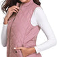 Light Women Quilted Vest - Stand Collar Cotton Winter