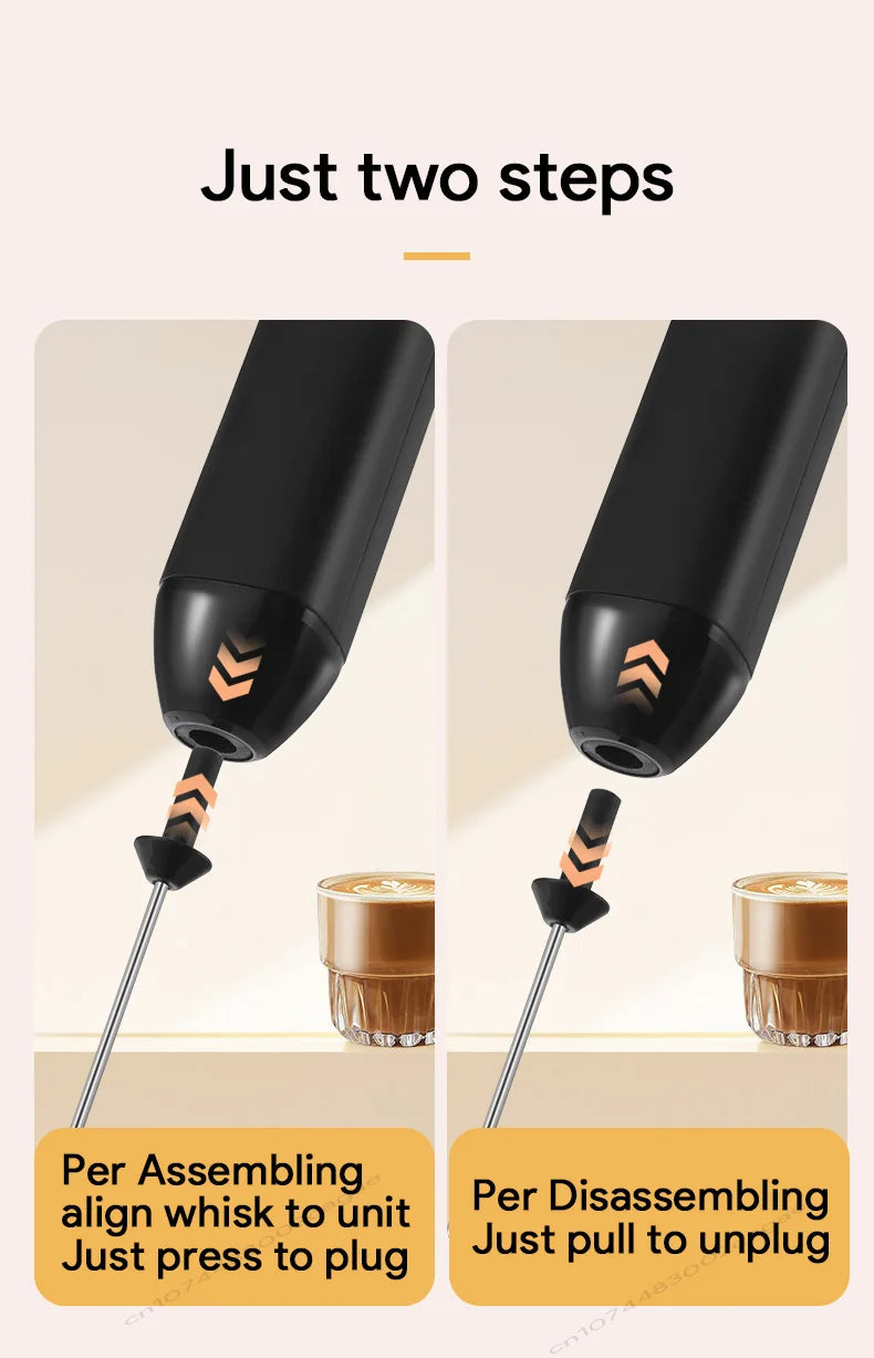 Hand-Held Foam Maker Egg Beater Coffee Drink Wand 2026 – USB Battery-Powered Motor-Driven Milk Frother 3-Speed