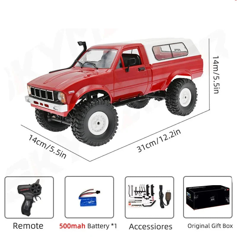 RC Car 1:16 Scale 4WD Rock Crawler Motor-Driven Off Road Buggy With LED Lights Gift For Kids 15-20 Min Run Time