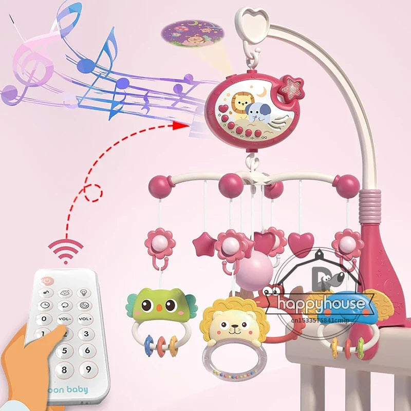 Mobile Crib Remote Music Light Newborn Sensory Toys