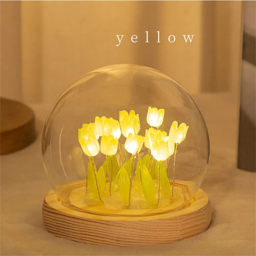 Handmade LED Tulip Flower Night Light - DIY Decorative Lamp for Bedroom, A Great Valentine's Day Gift