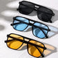 Big Vintage Square Sunglasses for Men Women - Unisex UV400 Black Lens Designer Shades