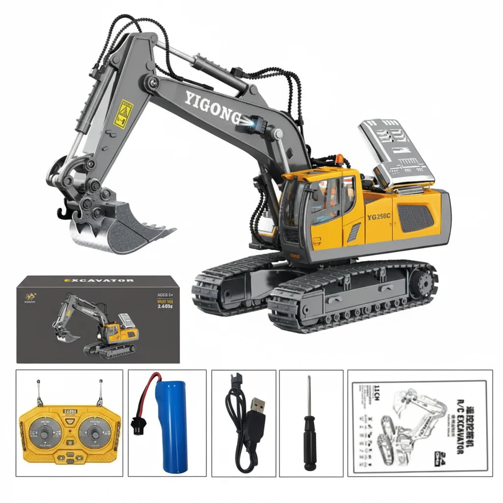 Remote Control Excavator Toy 4x4 Sturdy Alloy Construction Vehicle TikTok Viral Fall 2025 Kids Gift