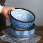 Wave Qinghai Noodle Bowl Hand Painted Vintage Ceramic Bowl