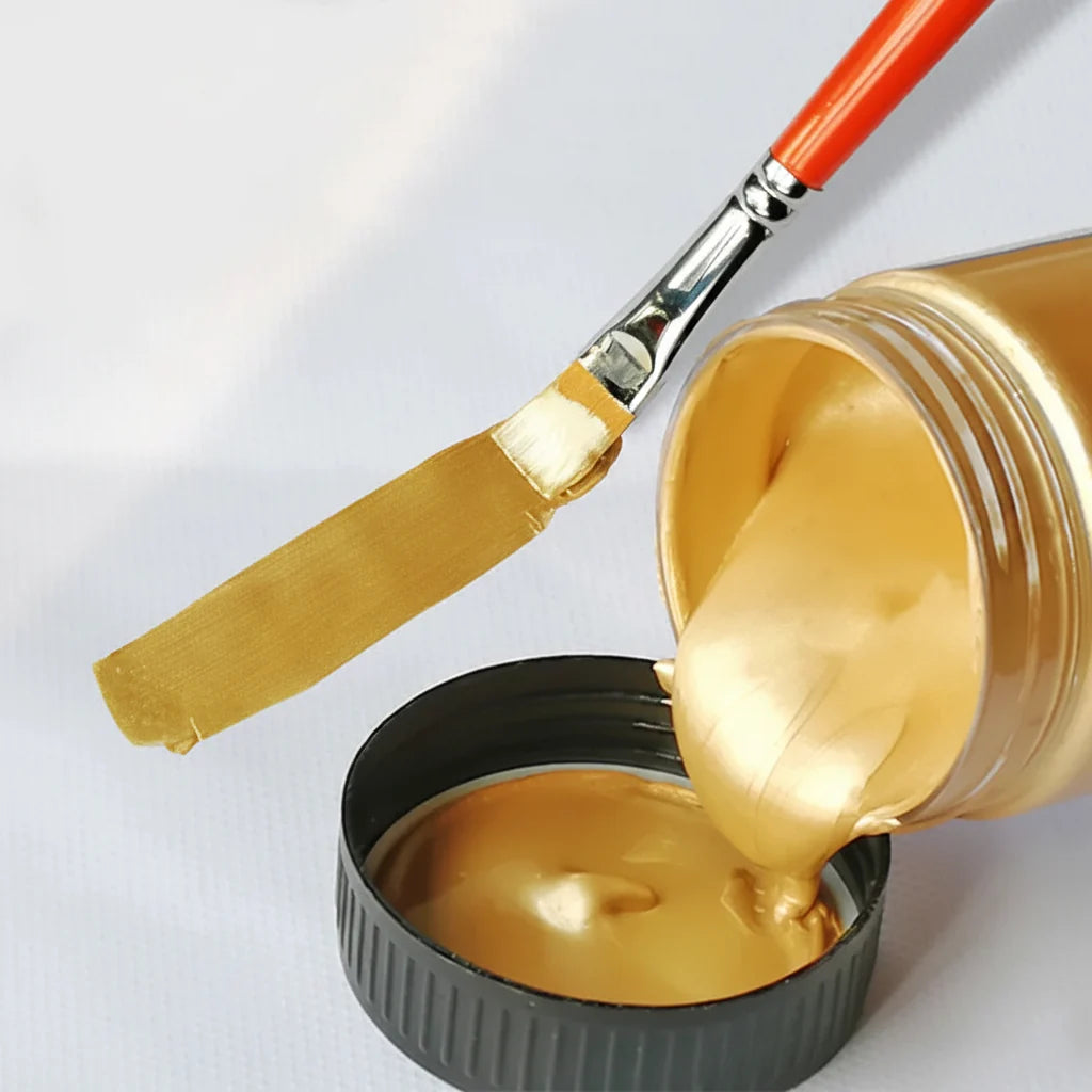 Golden2026 Edition Acrylic Paint Metallic Pearlescent Finish Water-Resistant Fade Resistant for Gypsum Canvas DIY Craft Supplies Fall