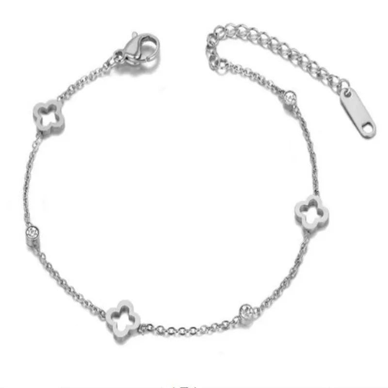 Clover Flower Stainless Steel Bracelet Kit Gold Gift