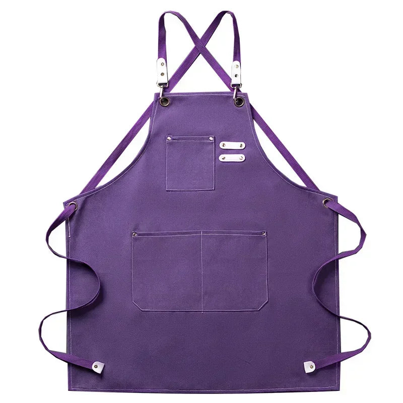 Canvas Apron Flexible Crossback Work Apron For Kitchen Chef Restaurant Cafe Fall 2025 Sturdy Pockets