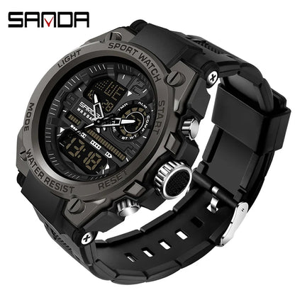 Sports Digital Watch Dual Display LED Military Style Rugged Watch Fall 2026 Water Resistant