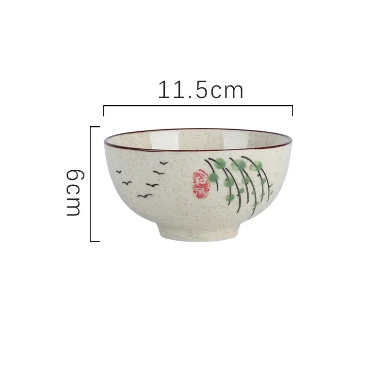 Ceramic 4.5 Inch Japanese Rice Bowl Retro Household Tableware
