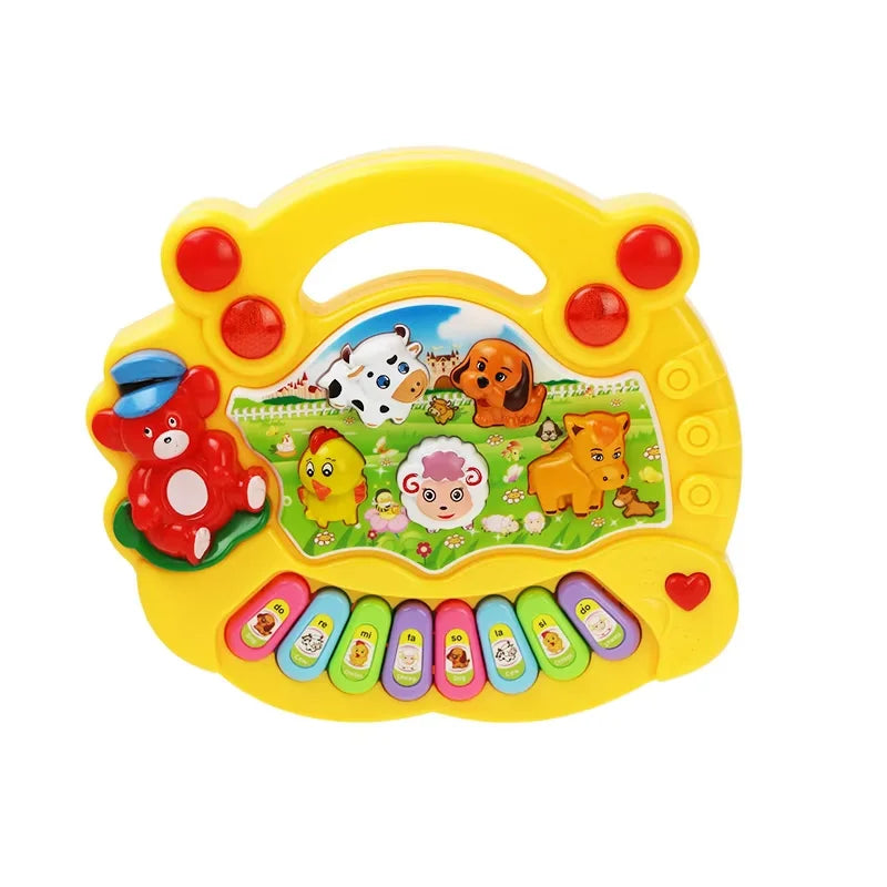 Animals Farm Kids Cartoon Piano Keyboard Game with Sounds, Flashing Light Music Educational Toy for Baby Gifts