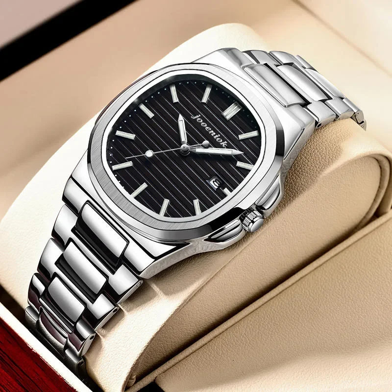 Deluxe Quartz Watch Stainless Steel Date Water-Resistant Luminous
