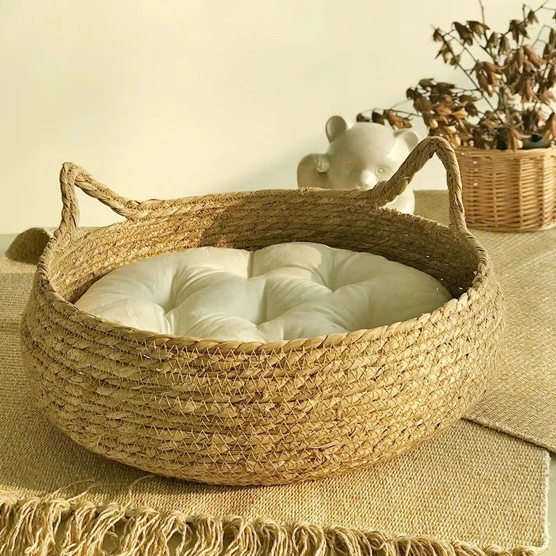 Vine Handmade Woven Cat Nest - Detachable Washable Winter Warmth Pad for Pet Supplies