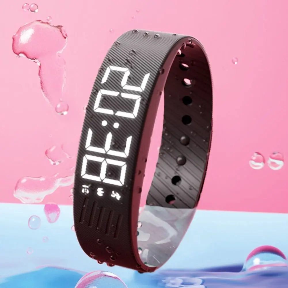 LED Digital Alarm Clock Bracelet Wristband Pedometer Water-Resistant Vibrating Alarm Summer 2026 Gift
