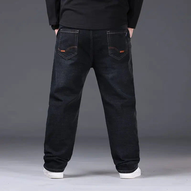 Relaxed Oversized Men's Jeans - High Waist, Stretch Denim