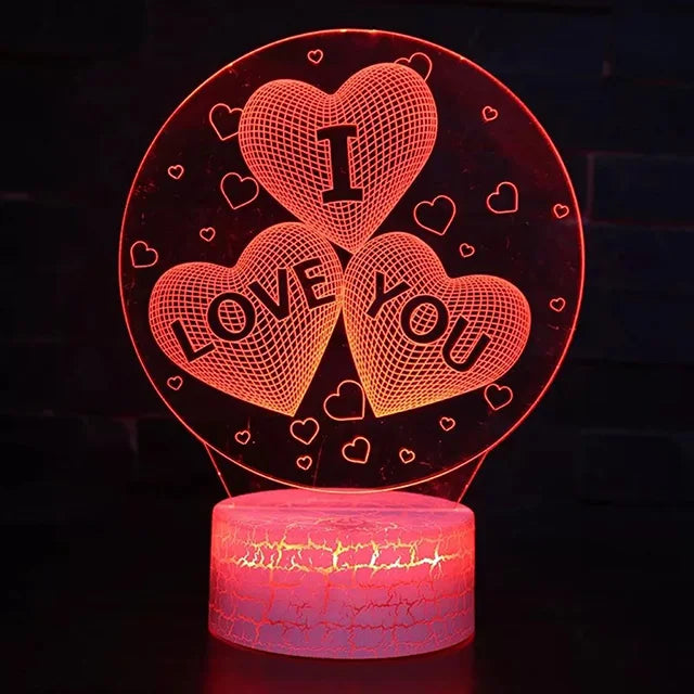 Illusion 3D Heart Lamp - USB LED Night Light, An Ideal Valentine's Day Gift