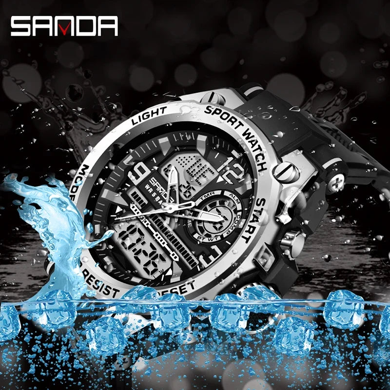 Sports Digital Watch Dual Display LED Military Style Rugged Watch Fall 2026 Water Resistant