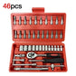Metric Socket Wrench Kit - Household Tools Car Mechanic Kit with Ratchet and Adapters