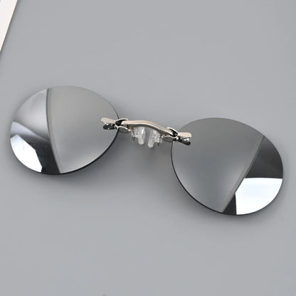 On Clip Nose Glasses UV400 Round Rimless Sunglasses Mini Frameless Vintage Men Eyewear