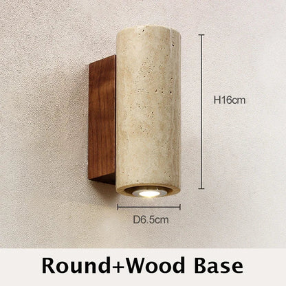 Yellow Japandi Marble LED Wall Sconce Wabi Sabi Bedside Light