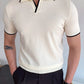 Variant image for Modern Cotton Patchwork Polo Shirt for Men, Short Sleeves, Breathable Fabric, Tailored Fit Golf Shirt-9