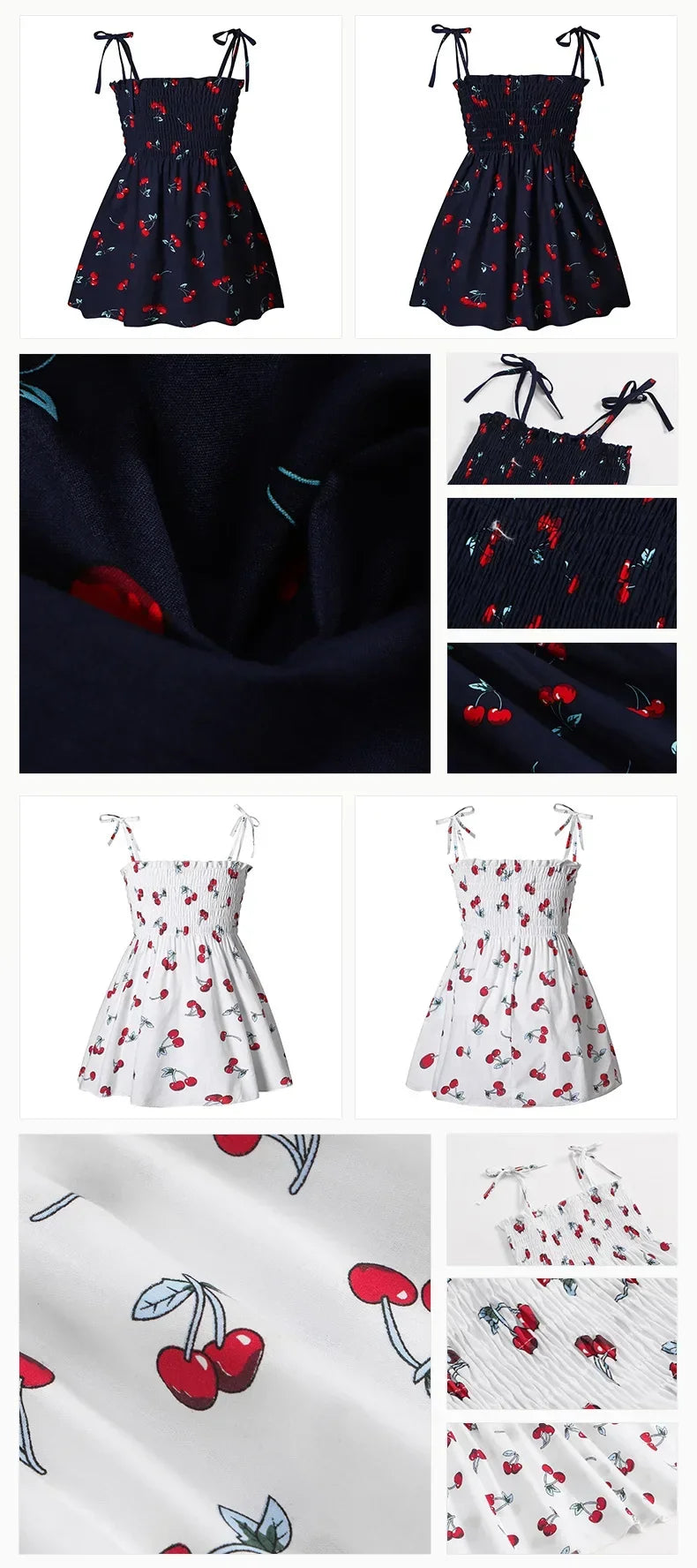 Plush girls' sundress - smocked bodice, daisy print, polyester, for casual summer outings
